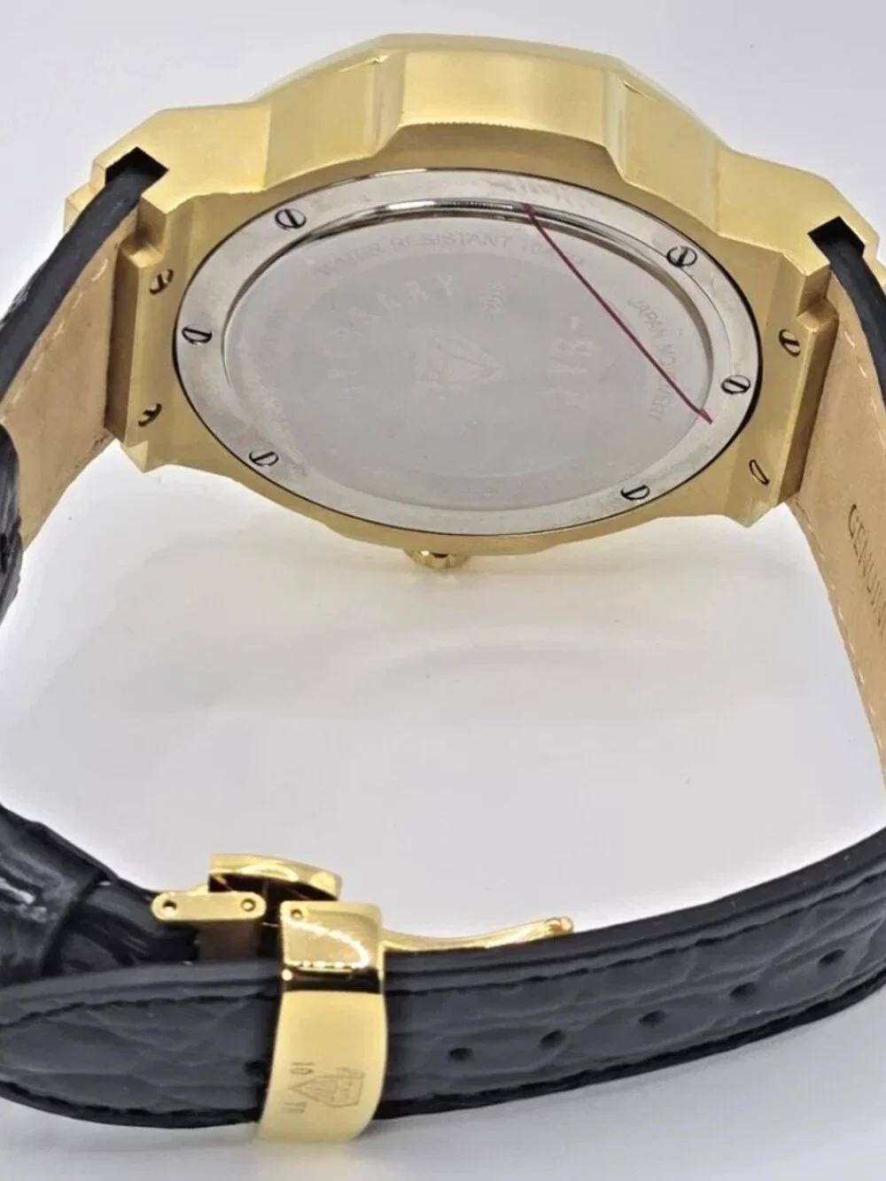 JBW Mens 10-Year Anniversary Gold-Tone Diamond Chronograph Watch